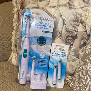 🪥 NWT Interplak Rechargeable Opticlean Brush & Replacement Brush Heads S…